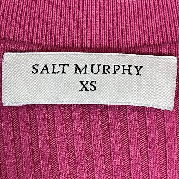 Salt Murphy Shirt Womens‎ XS Pink Ribbed Stretch Short Sleeve V Neck Blouse - Picture 3 of 10